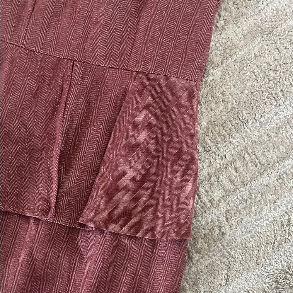 Mata Traders Elegant Burgundy High Neck Peplum Sleeveless Dress Medium - Picture 3 of 5